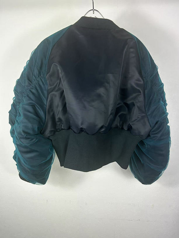 Tulle Stack Sleeves Short MA-1 Blouson