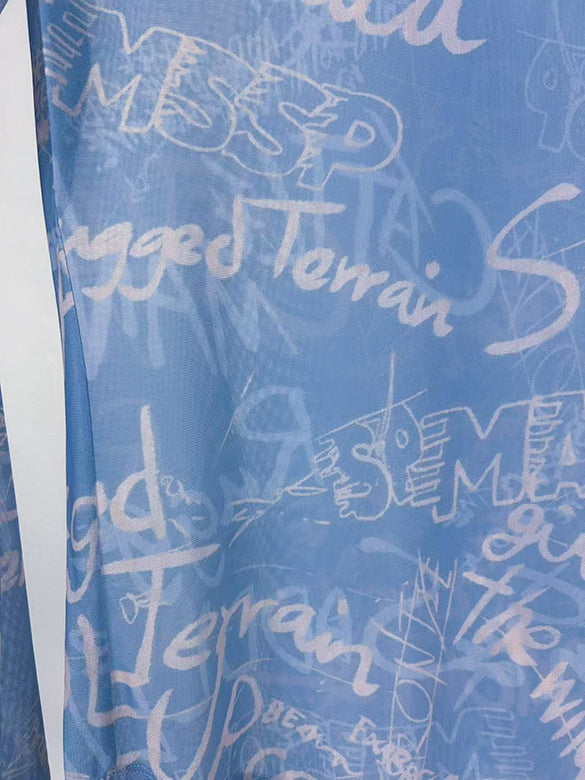 Printed Sheer Tulle Top