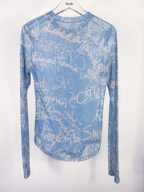 Printed Sheer Tulle Top