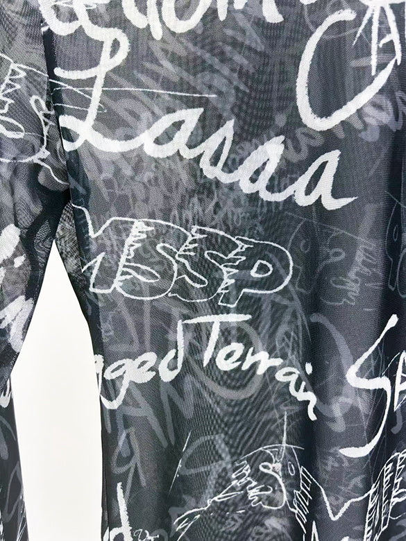 Printed Sheer Tulle Top