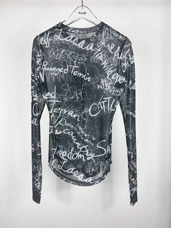 Printed Sheer Tulle Top