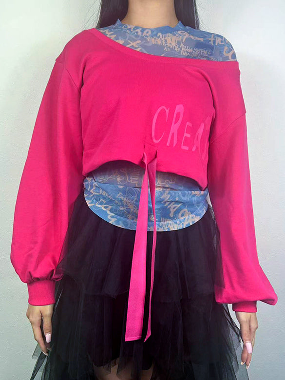 Printed Sheer Tulle Top