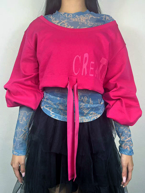 Printed Sheer Tulle Top