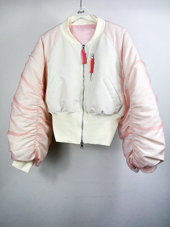 Tulle Stack Sleeves Short MA-1 Blouson