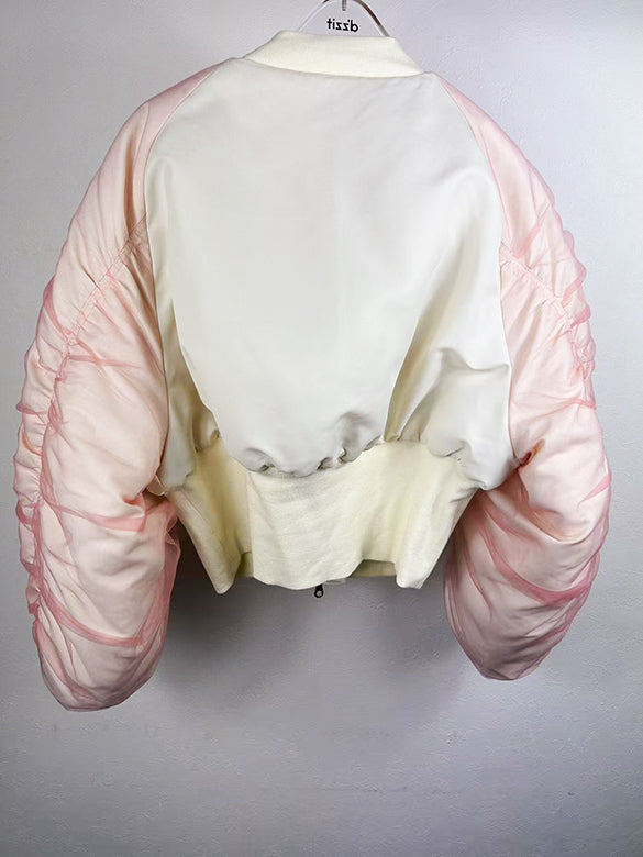 Tulle Stack Sleeves Short MA-1 Blouson