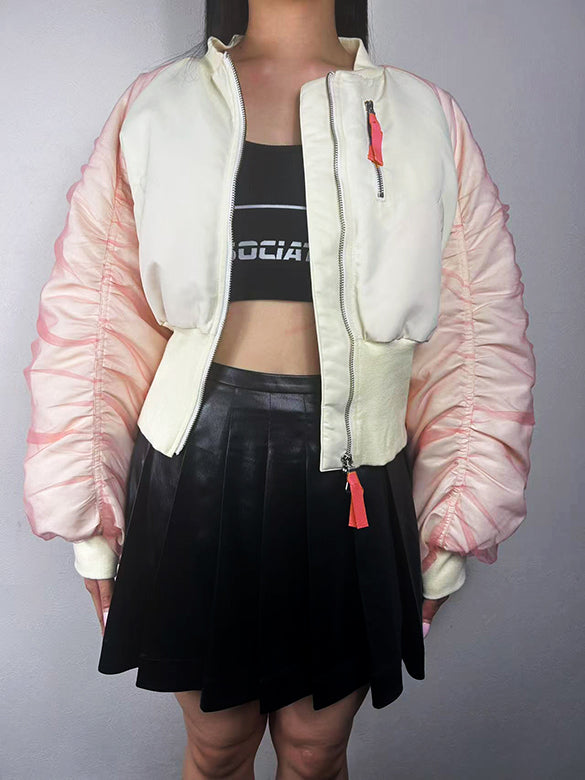 Tulle Stack Sleeves Short MA-1 Blouson