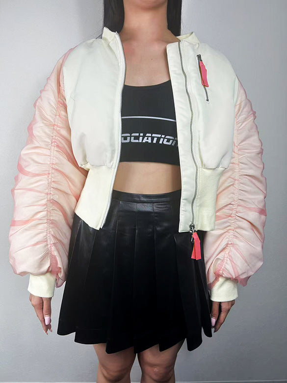 Tulle Stack Sleeves Short MA-1 Blouson