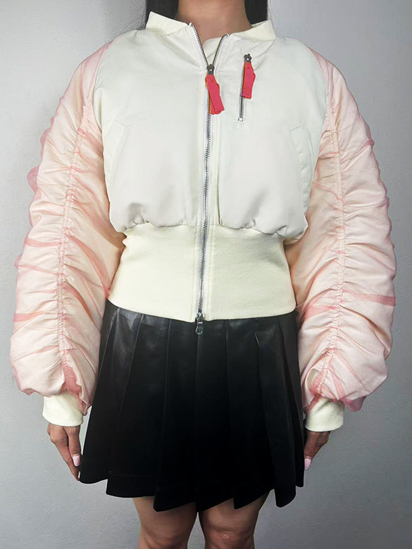 Tulle Stack Sleeves Short MA-1 Blouson