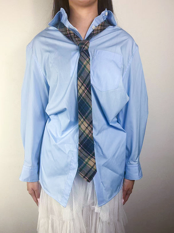 Plaid Tie Design Shirt