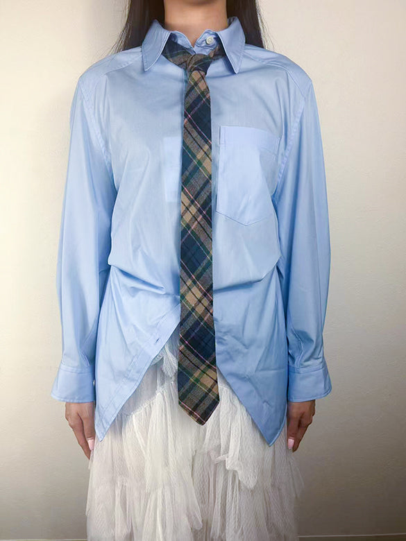 Plaid Tie Design Shirt