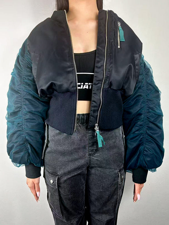 Tulle Stack Sleeves Short MA-1 Blouson