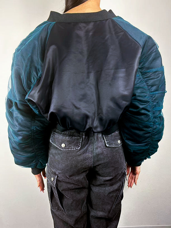 Tulle Stack Sleeves Short MA-1 Blouson