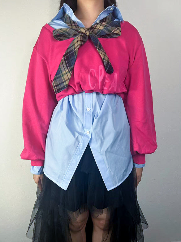 Plaid Tie Design Shirt