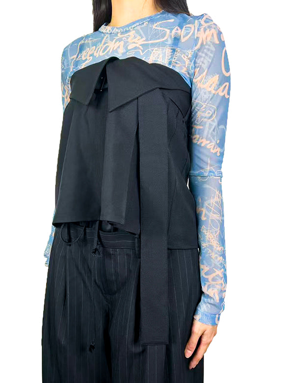 2way Asymmetry Pleats Belted Wrap Skirt