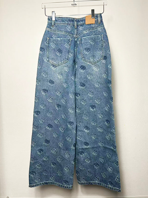 Monogram Design Denim Pants