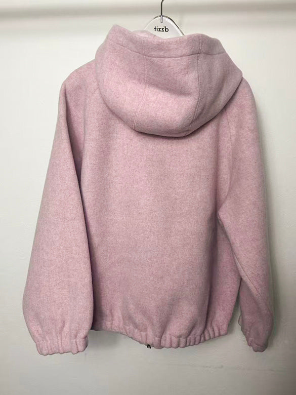 Pink Wool Hoodier Blouson