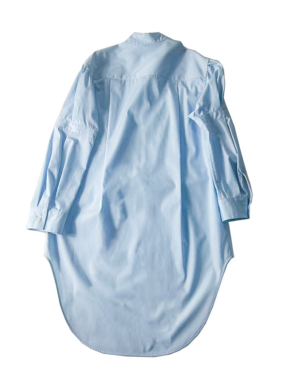 Tuck Design Sleeves Long Shirt Dress
