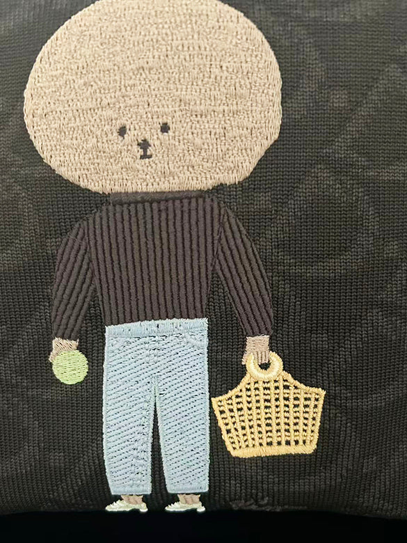 Character Embroidery Monogram Tote Bag