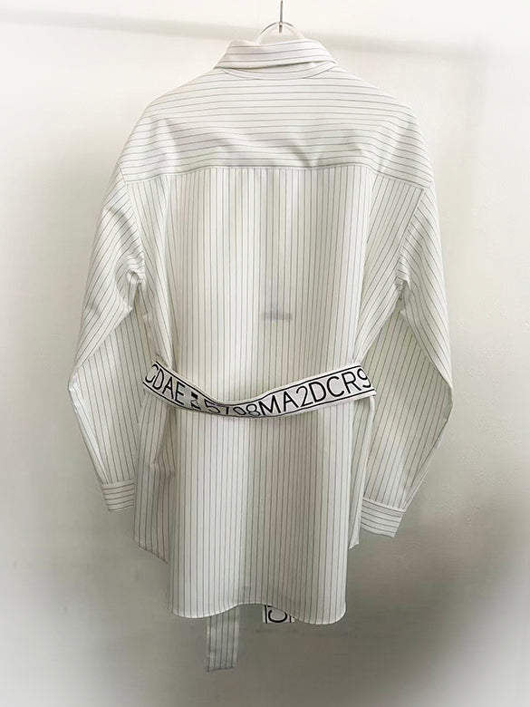 Belted Pin-stripe Shirt
