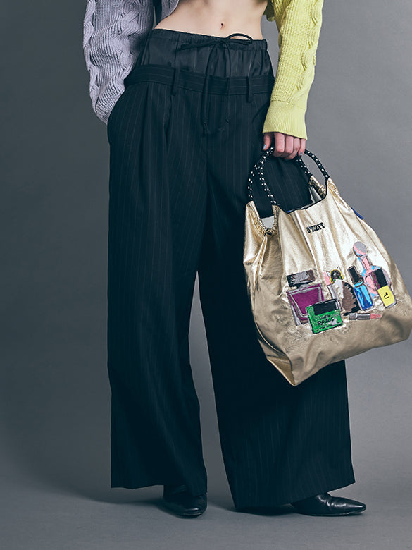 Pin-stripe Double Waist Pants