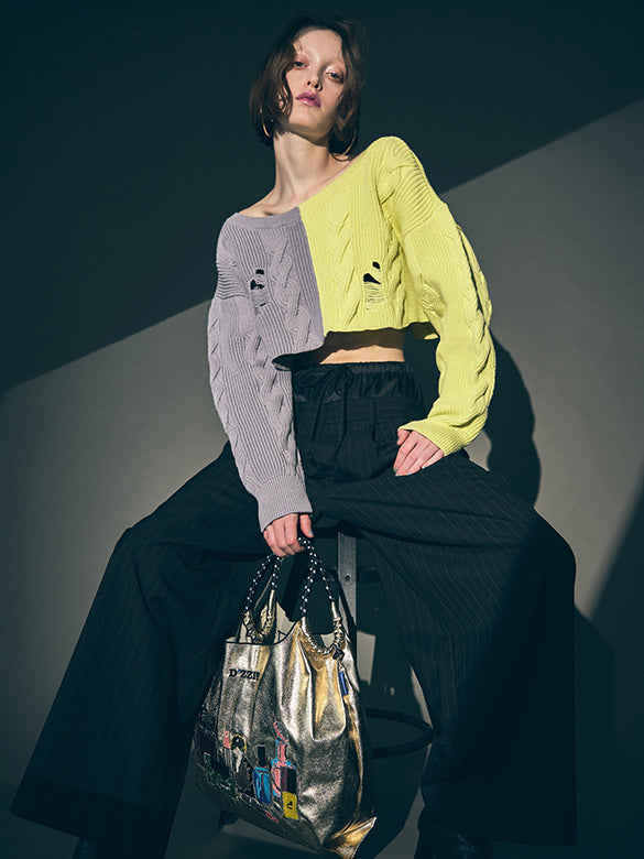 Pin-stripe Double Waist Pants
