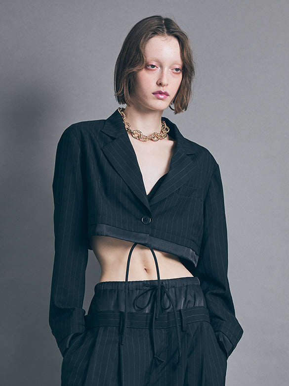 Pin-stripe Layered Short Jacket