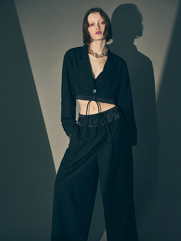 Pin-stripe Layered Short Jacket