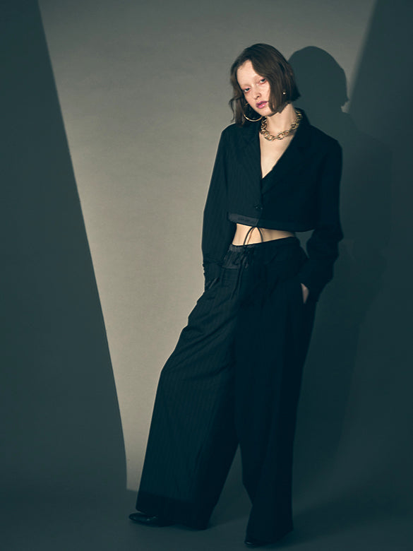 Pin-stripe Double Waist Pants