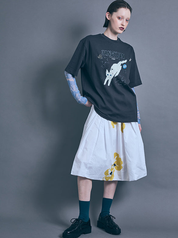 Cat Printed Badge T-shirt