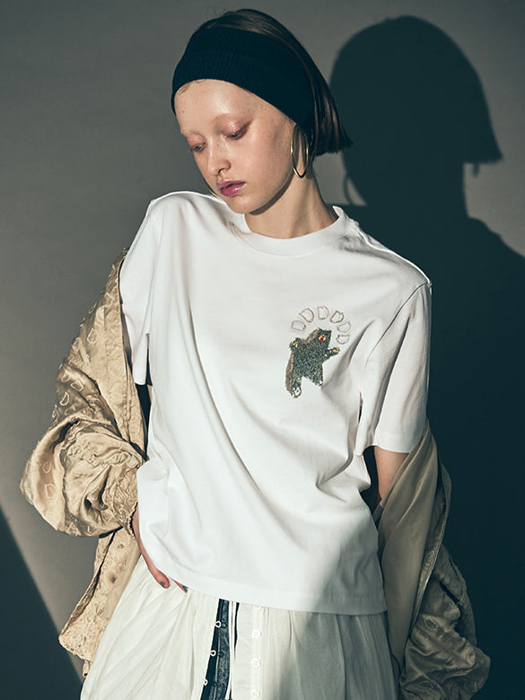 One-point Bear Sequins T-shirt