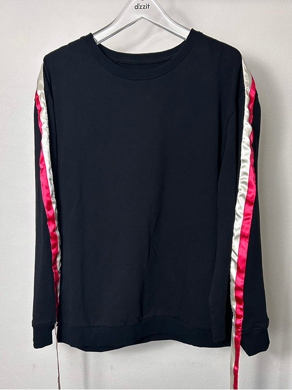 Line Tape Design Slit Sleeves Sweatshirt