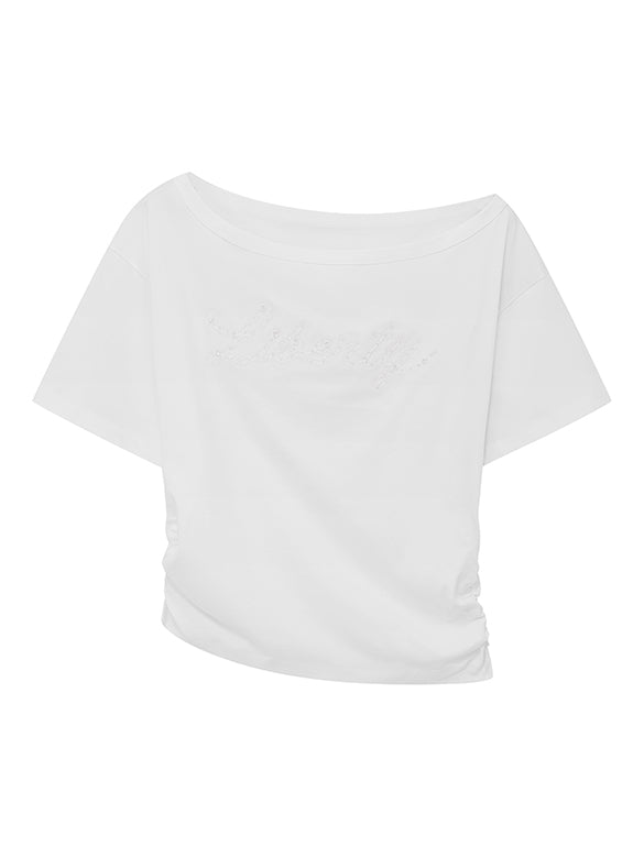 Side Gather One-Shoulder T-shirt