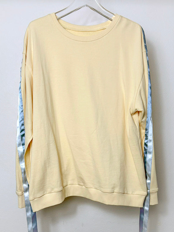 Line Tape Design Slit Sleeves Sweatshirt