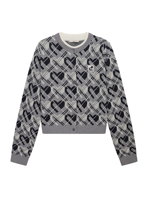 Monogram Bias Plaid Knit Cardigan