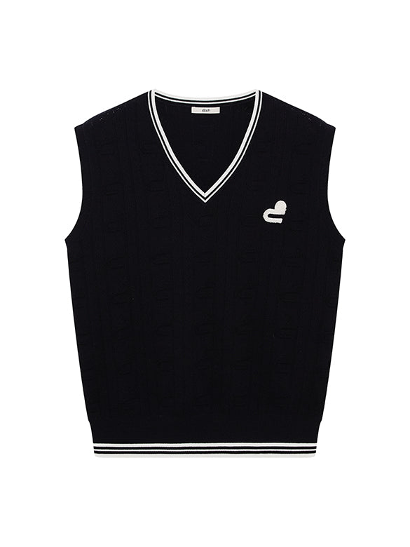 Bi-color Line Knit Vest