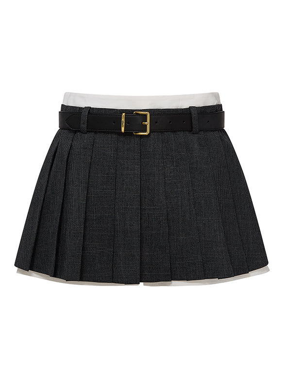 Houndstooth Pattern Layered Skirt