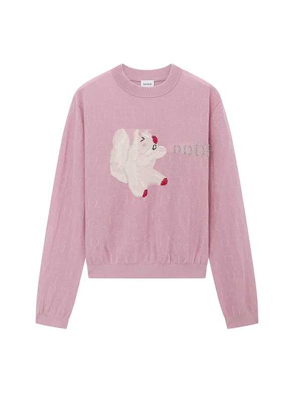 Animal Embroidery Knit Top