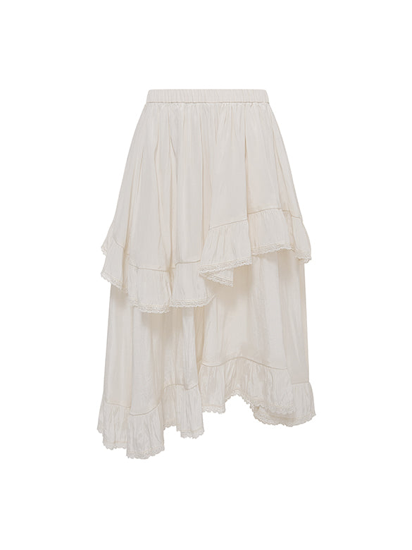 Satin Drape Asymmetry Skirt