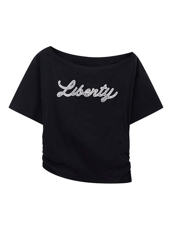 Side Gather One-Shoulder T-shirt
