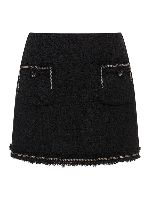 Chain Combination Tweed Skirt