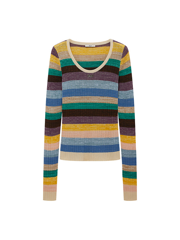 Bi-color Stripe Knit Top