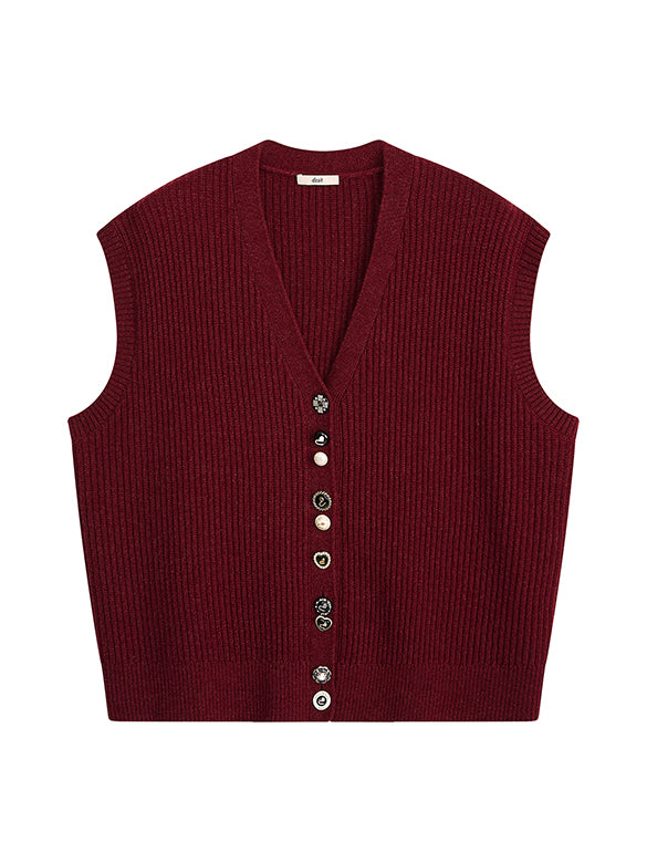 Various Button Knit Vest