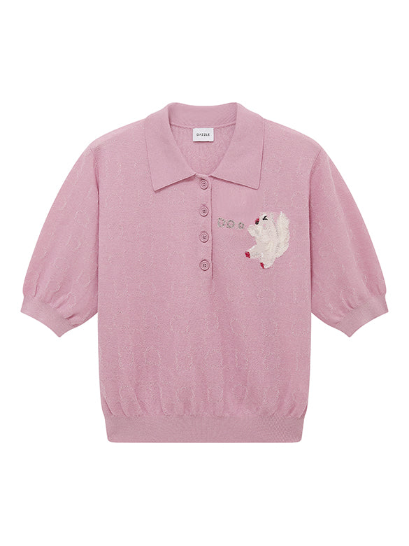 Animal Embroidery Polo Knit