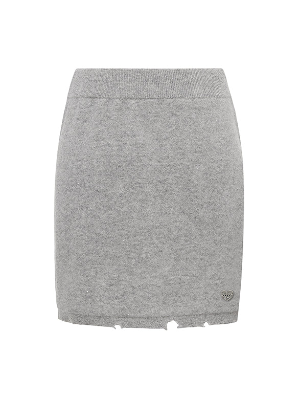 Glitter Damage Knit Skirt