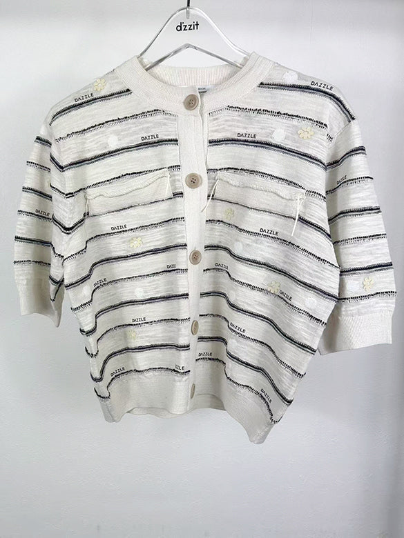 Logo Stripe Knit Cardigan