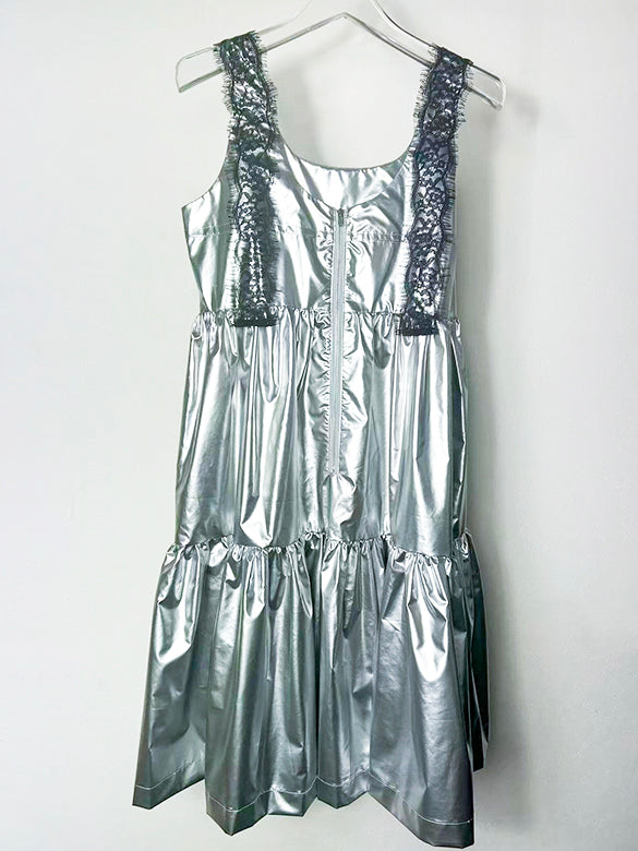 Glitter Lace Strap Gather Dress