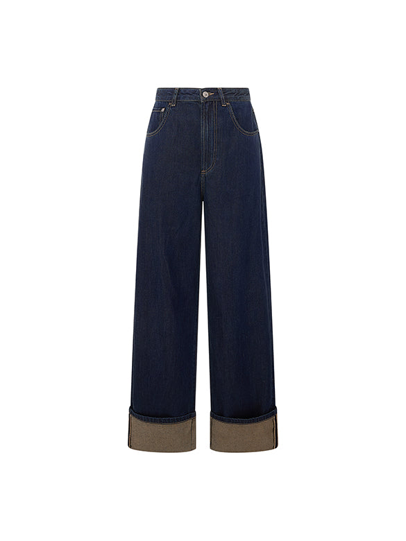 Roll-up Rigid Denim Pants