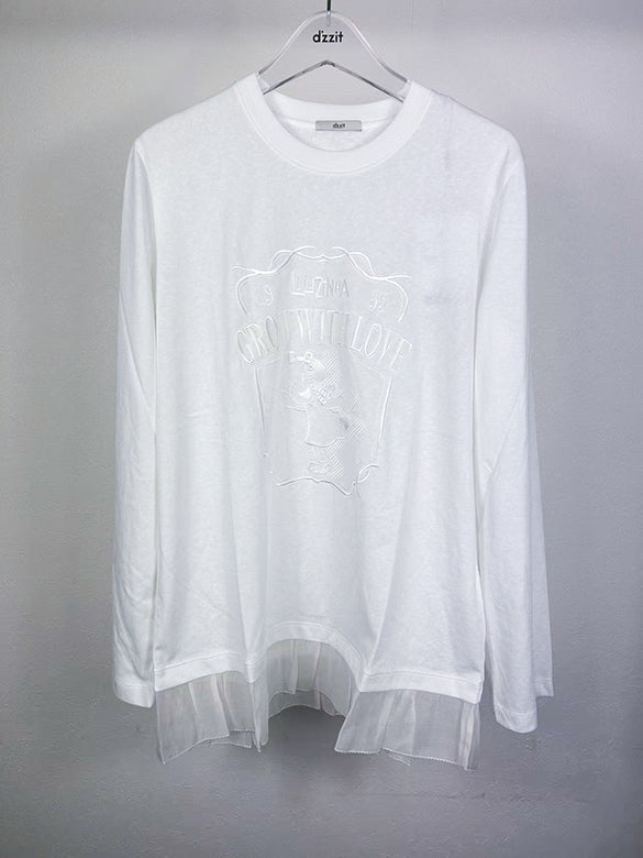 Hem Frill Long Sleeves T-shirt
