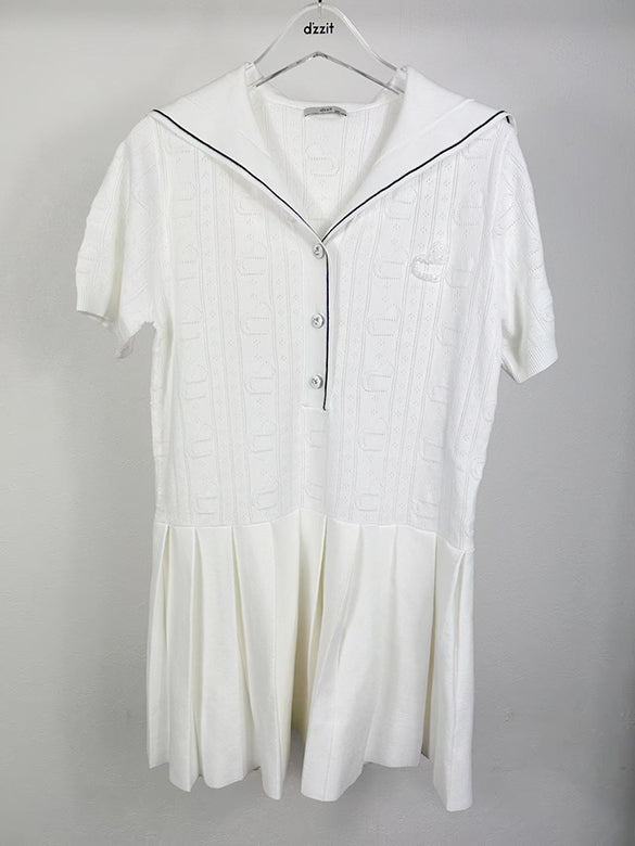 Sailor Collar Line Knit Dress