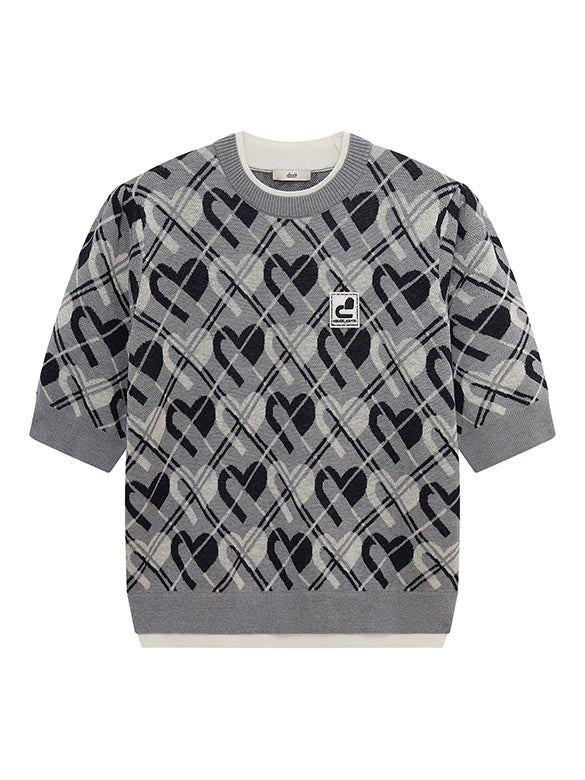 Monogram Bias Plaid Knit Top